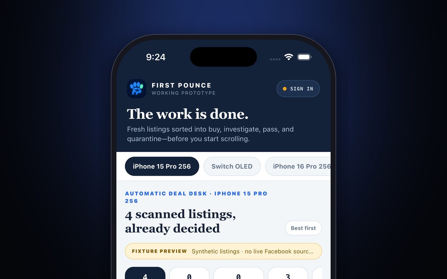First Pounce — a second screen